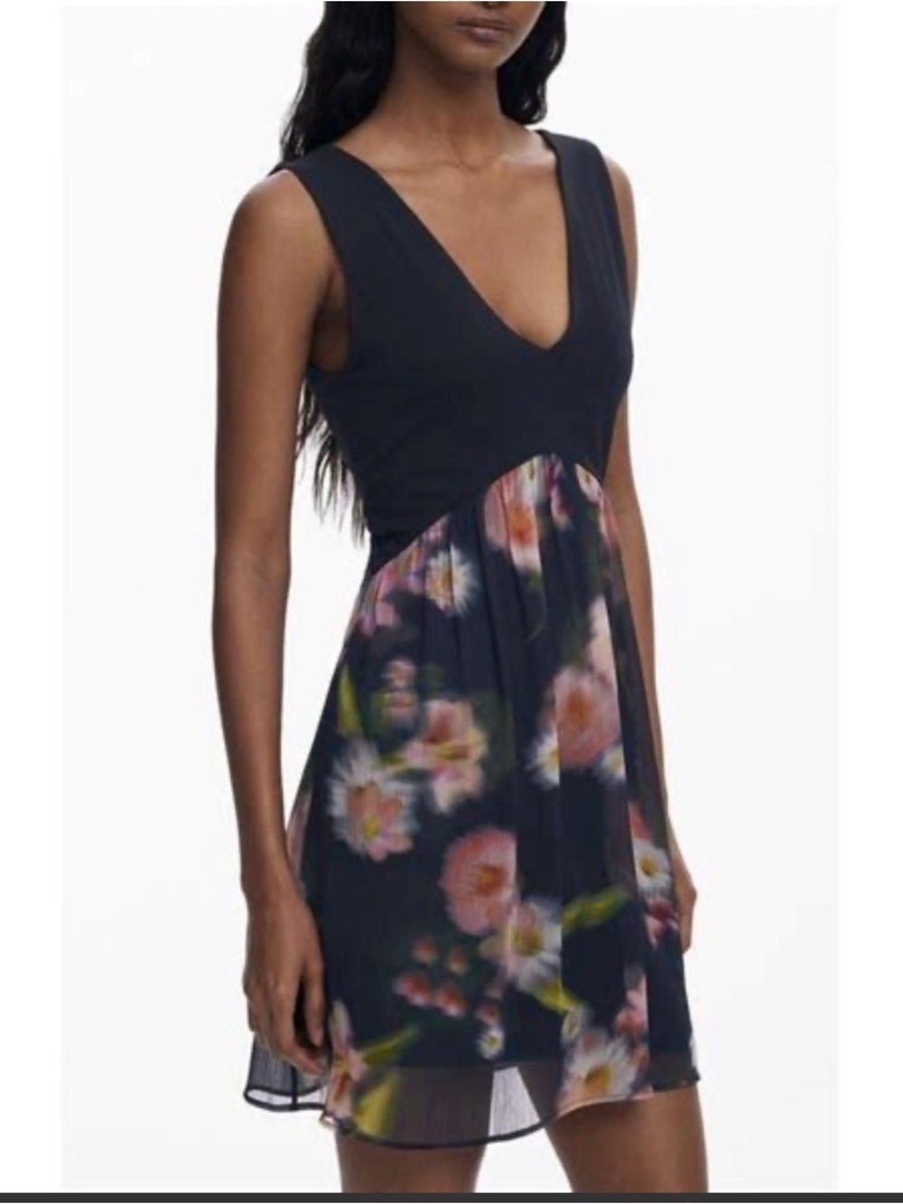 Desigual sleeveless floral minidress in black